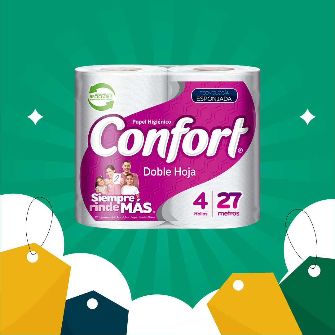 Papel Higiénico Confort Doble Hoja 27 M 4 Rollos