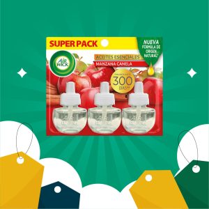 Repuesto Desodorante Ambiental Air Wick Eléctrico Manzana Canela 3 Unidades